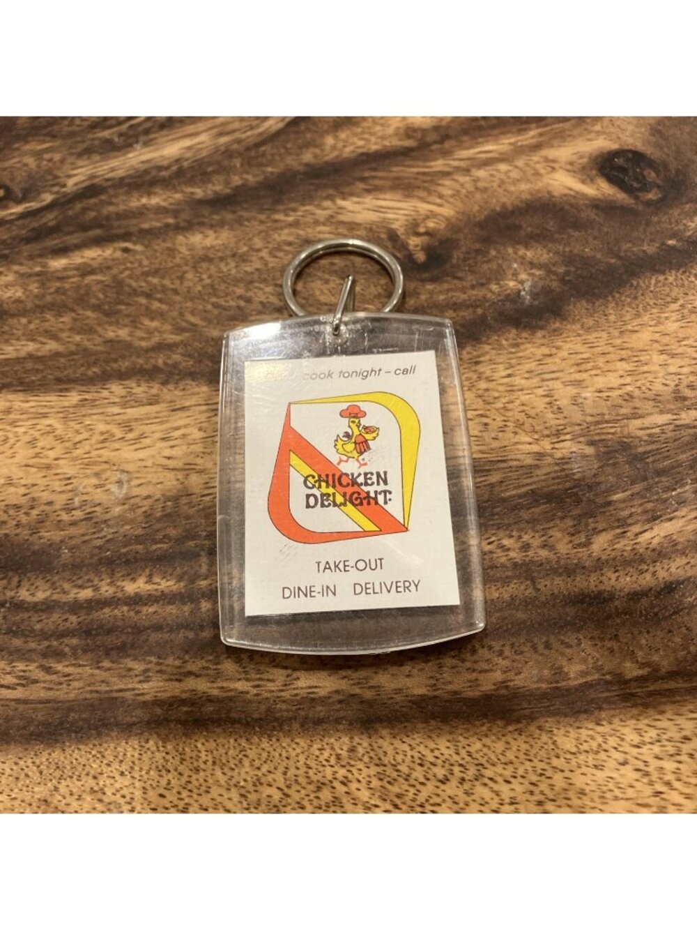 Vintage Chicken Delight Clear Plastic Keychain Winnipeg, Canada
